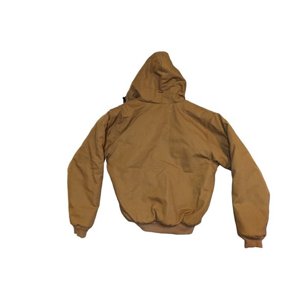 Steelguard Quilt lined Jacket Coat Hooded Tan Size S Embroidered - Picture 2 of 8